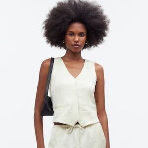 Madewell Ivory V-Neck Sleeveless Top